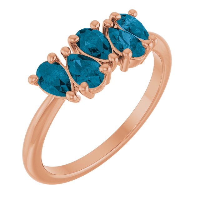 Pear London Blue Topaz Multi Stone Ring in Rose Gold