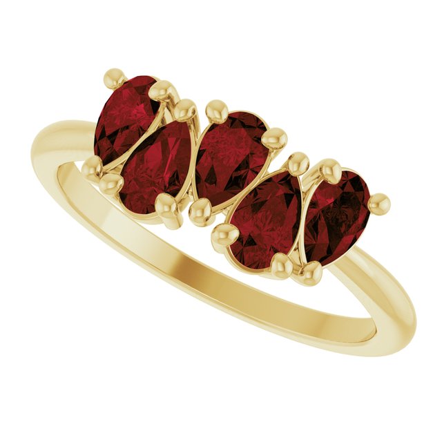 Pear Mozambique Garnet Multi Stone Ring in Gold