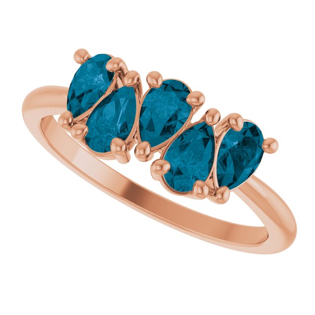 Pear London Blue Topaz Multi Stone Ring in Rose Gold