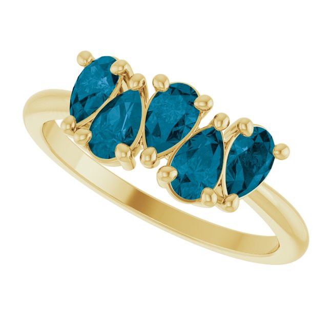 Pear London Blue Topaz Multi Stone Ring in Yellow Gold
