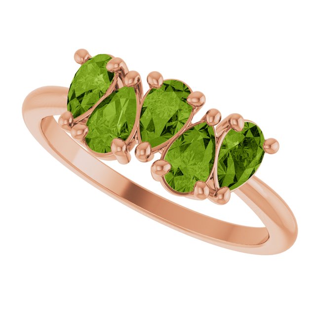 Pear Peridot Multi Stone Ring in Rose Gold