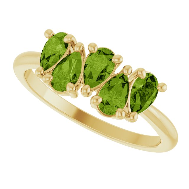 Pear Peridot Multi Stone Ring in Yellow Gold