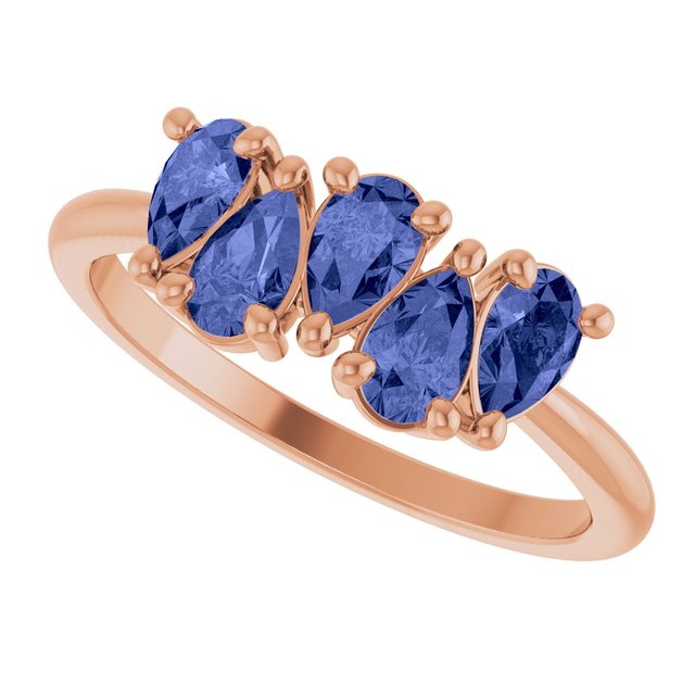 Pear Tanzanite Multi Stone Ring in Rose Gold