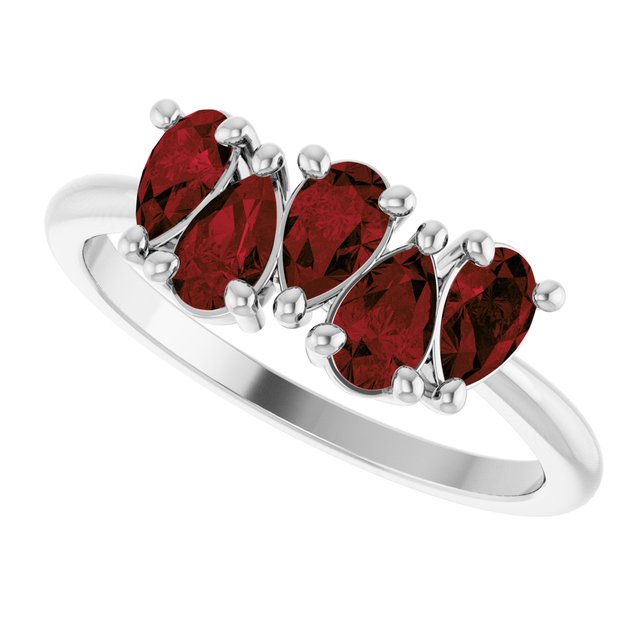 Pear Mozambique Garnet Multi Stone Ring in Platinum