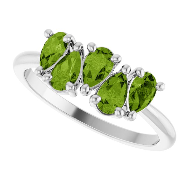 Pear Peridot Multi Stone Ring in Platinum