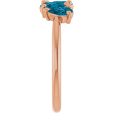 Pear London Blue Topaz Multi Stone Ring in Rose Gold