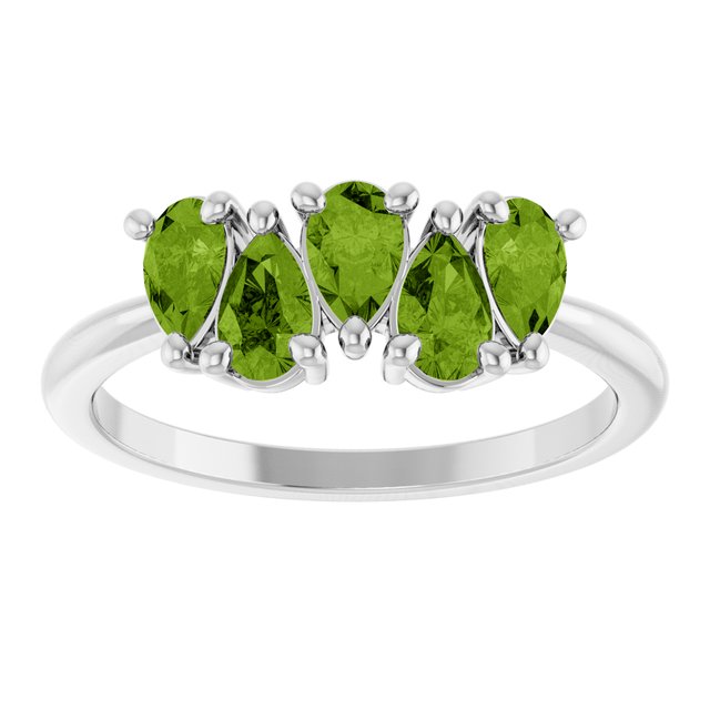 Pear Peridot Multi Stone Ring in Platinum