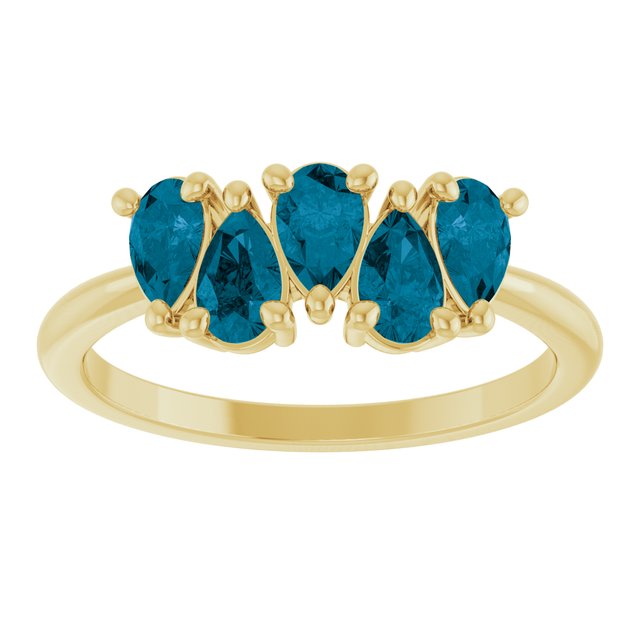 Pear London Blue Topaz Multi Stone Ring in Yellow Gold