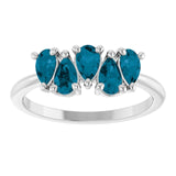 Pear London Blue Topaz Multi Stone Ring in White Gold