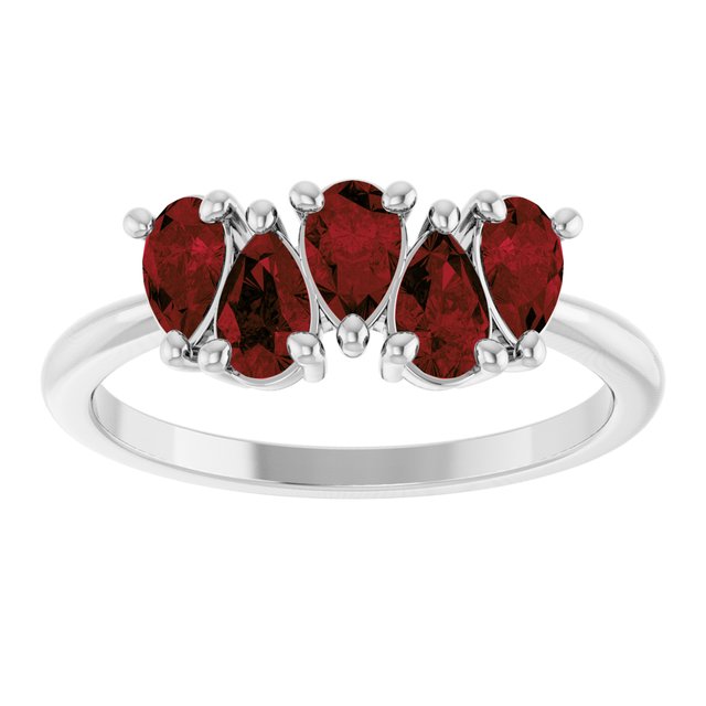 Pear Mozambique Garnet Multi Stone Ring in Platinum