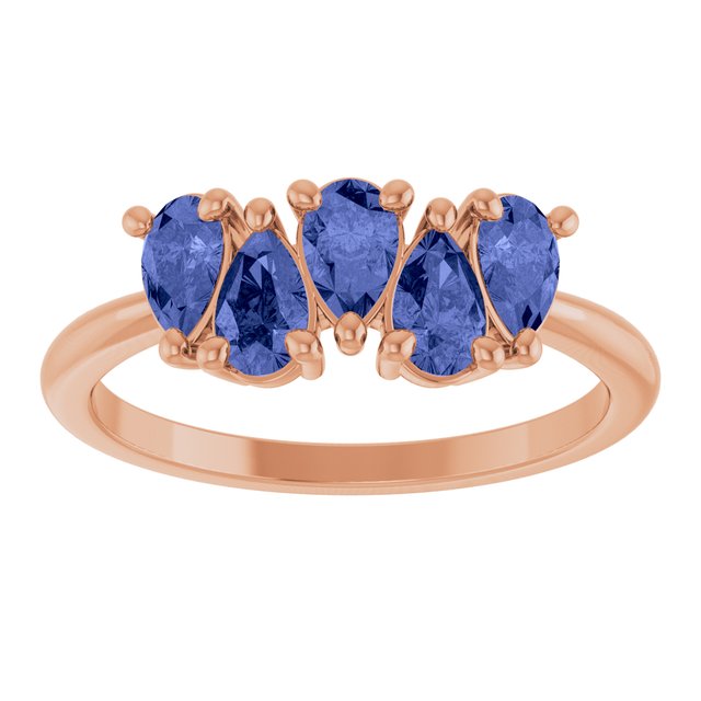 Pear Tanzanite Multi Stone Ring in Rose Gold