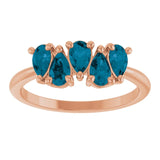 Pear London Blue Topaz Multi Stone Ring in Rose Gold