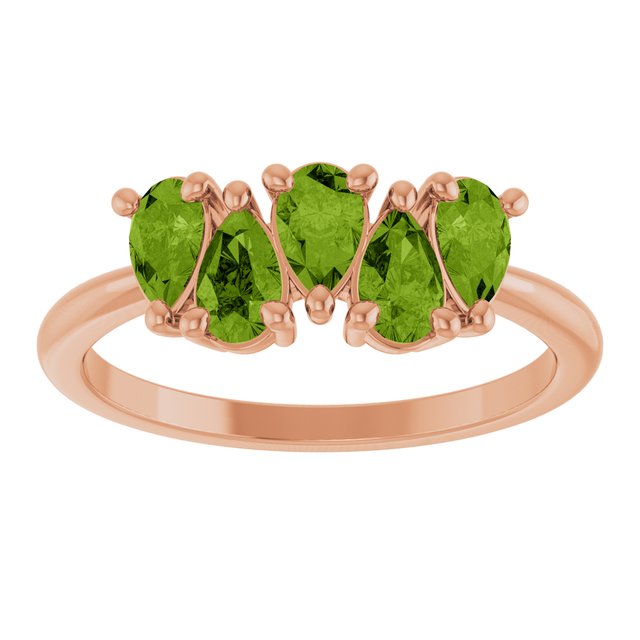 Pear Peridot Multi Stone Ring in Rose Gold