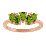 Pear Peridot Multi Stone Ring in Rose Gold