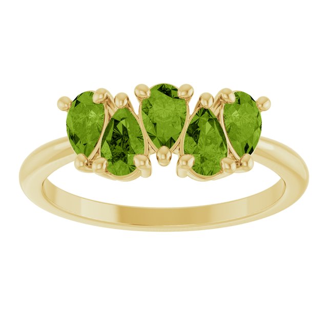 Pear Peridot Multi Stone Ring in Yellow Gold
