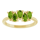 Pear Peridot Multi Stone Ring in Yellow Gold