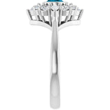 Oval London Blue Topaz Halo Ring with Diamond Accents in Gold