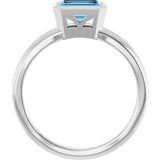 Emerald Sky Blue Topaz Solitaire Ring in Platinum