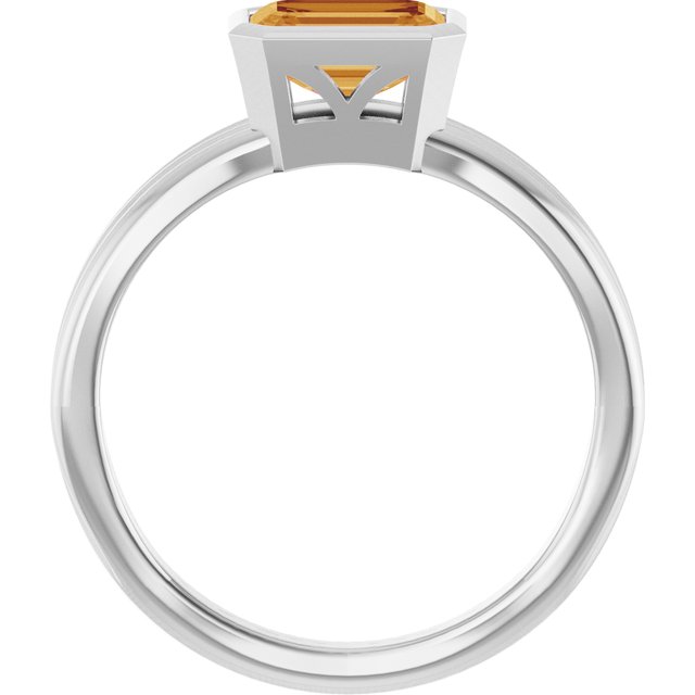 Emerald Citrine Solitaire Ring in Gold and Platinum
