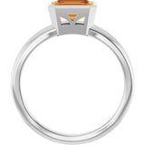 Emerald Citrine Solitaire Ring in Gold and Platinum