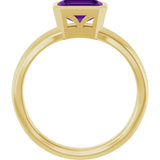 Emerald Amethyst Solitaire Ring in Yellow Gold