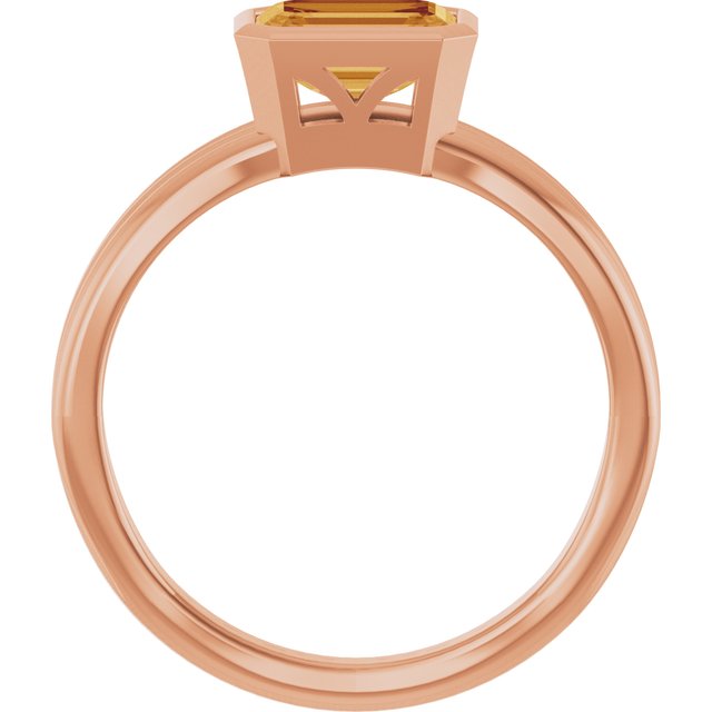 Emerald Citrine Solitaire Ring in Gold