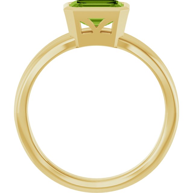 Emerald Peridot Solitaire Ring in Gold