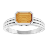 Emerald Citrine Solitaire Ring in Gold and Platinum
