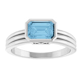 Emerald Sky Blue Topaz Solitaire Ring in Platinum
