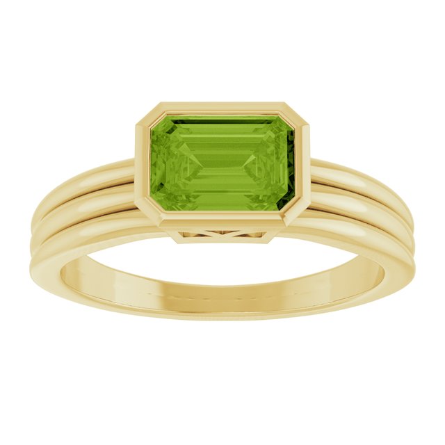 Emerald Peridot Solitaire Ring in Gold