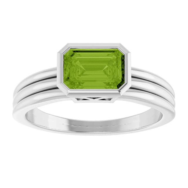 Emerald Peridot Solitaire Ring in Platinum