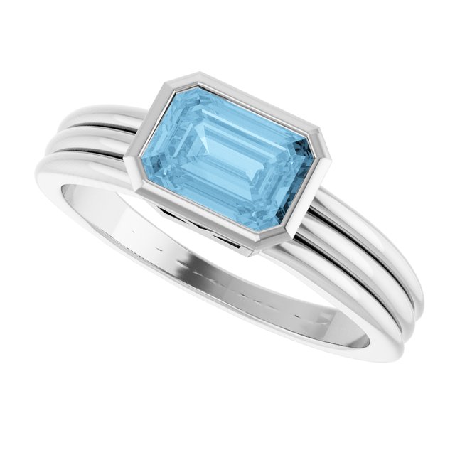 Emerald Sky Blue Topaz Solitaire Ring in Platinum