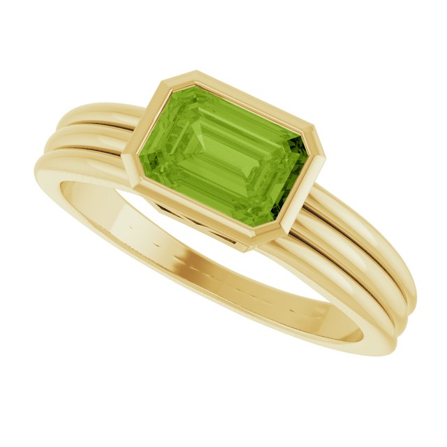 Emerald Peridot Solitaire Ring in Gold