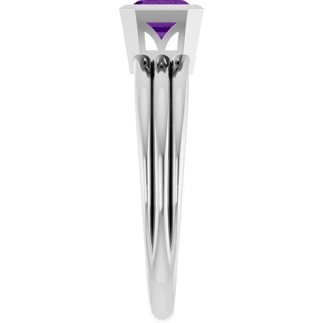 Emerald Amethyst Solitaire Ring in Platinum