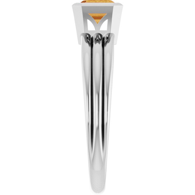 Emerald Citrine Solitaire Ring in Gold and Platinum