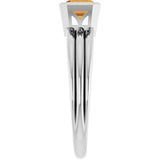 Emerald Citrine Solitaire Ring in Gold and Platinum