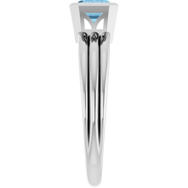 Emerald Sky Blue Topaz Solitaire Ring in Platinum