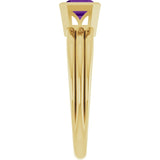Emerald Amethyst Solitaire Ring in Yellow Gold