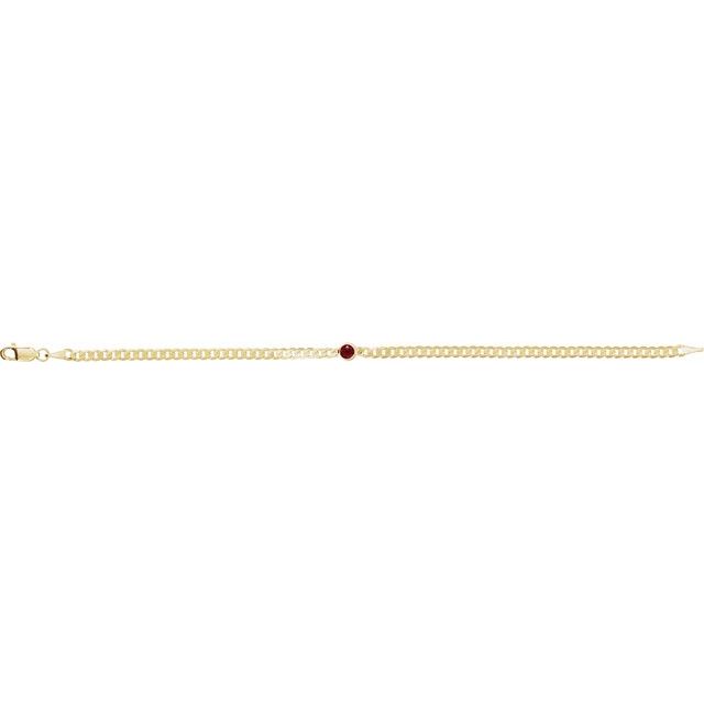 Round Natural Ruby Bezel-Set Solitaire Curb Link Bracelet In Gold & Platinum