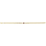 Round Natural Mozambique Garnet Bezel-Set Solitaire Curb Link Bracelet In Gold & Platinum