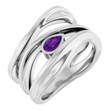 Pear Amethyst Negative Space Ring in White Gold
