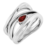 Pear Mozambique Garnet Negative Space Ring in White Gold