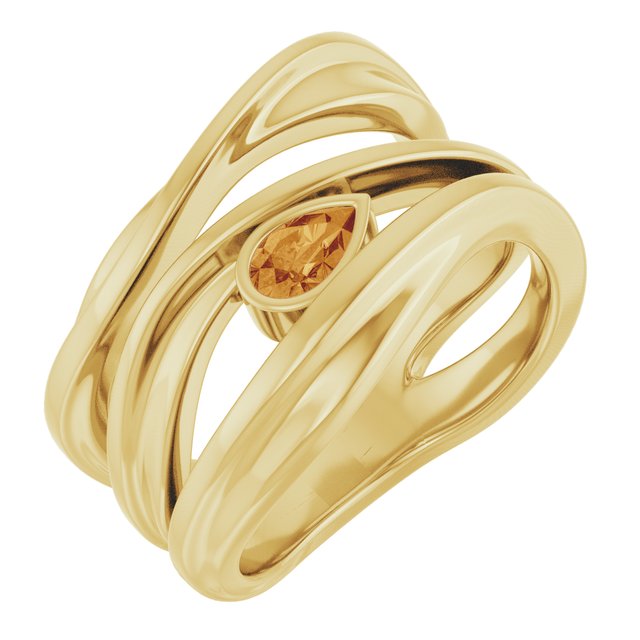 Pear Citrine Negative Space Ring in Yellow Gold