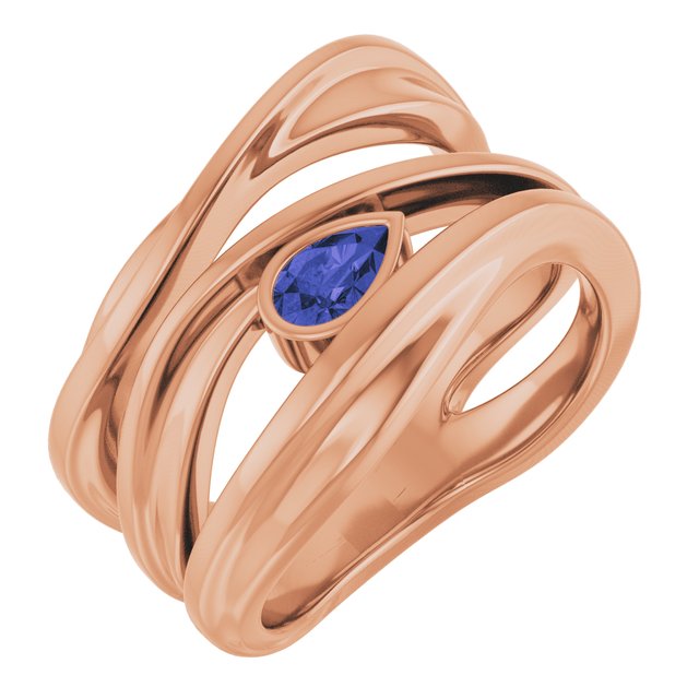 Pear Iolite Negative Space Ring in Rose Gold