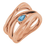 Pear Sky Blue Topaz Negative Space Ring in Rose Gold