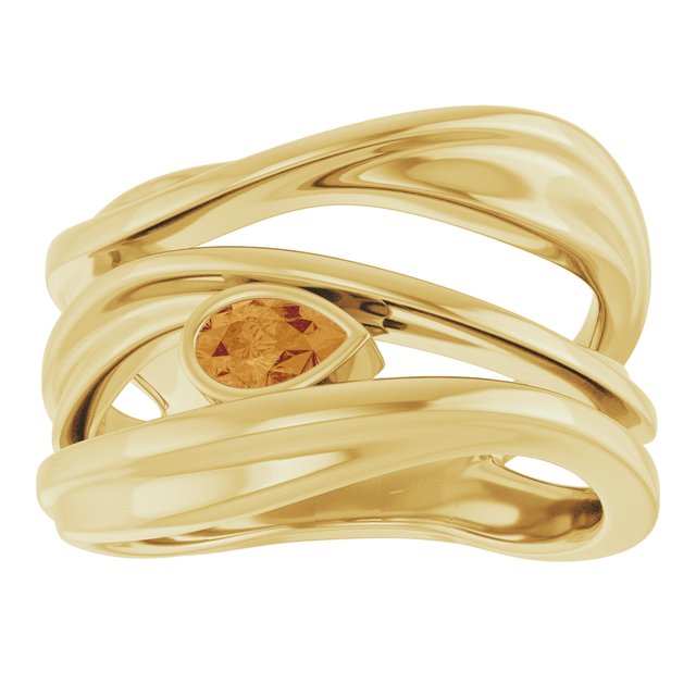 Pear Citrine Negative Space Ring in Yellow Gold