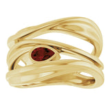 Pear Mozambique Garnet Negative Space Ring in Yellow Gold