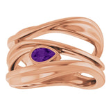 Pear Amethyst Negative Space Ring in Rose Gold