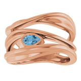 Pear Sky Blue Topaz Negative Space Ring in Rose Gold