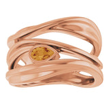 Pear Citrine Negative Space Ring in Rose Gold